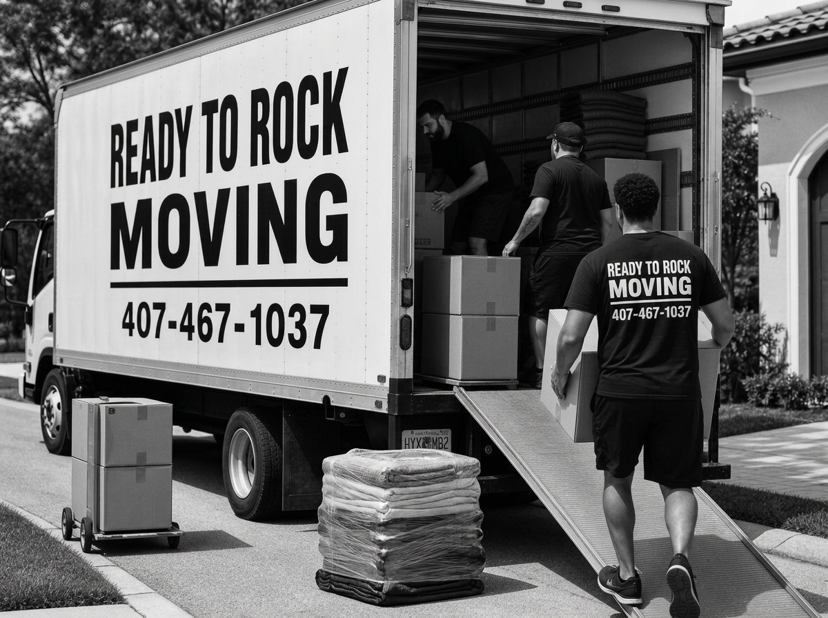 Ready To Rock Moving truck being loaded with boxes